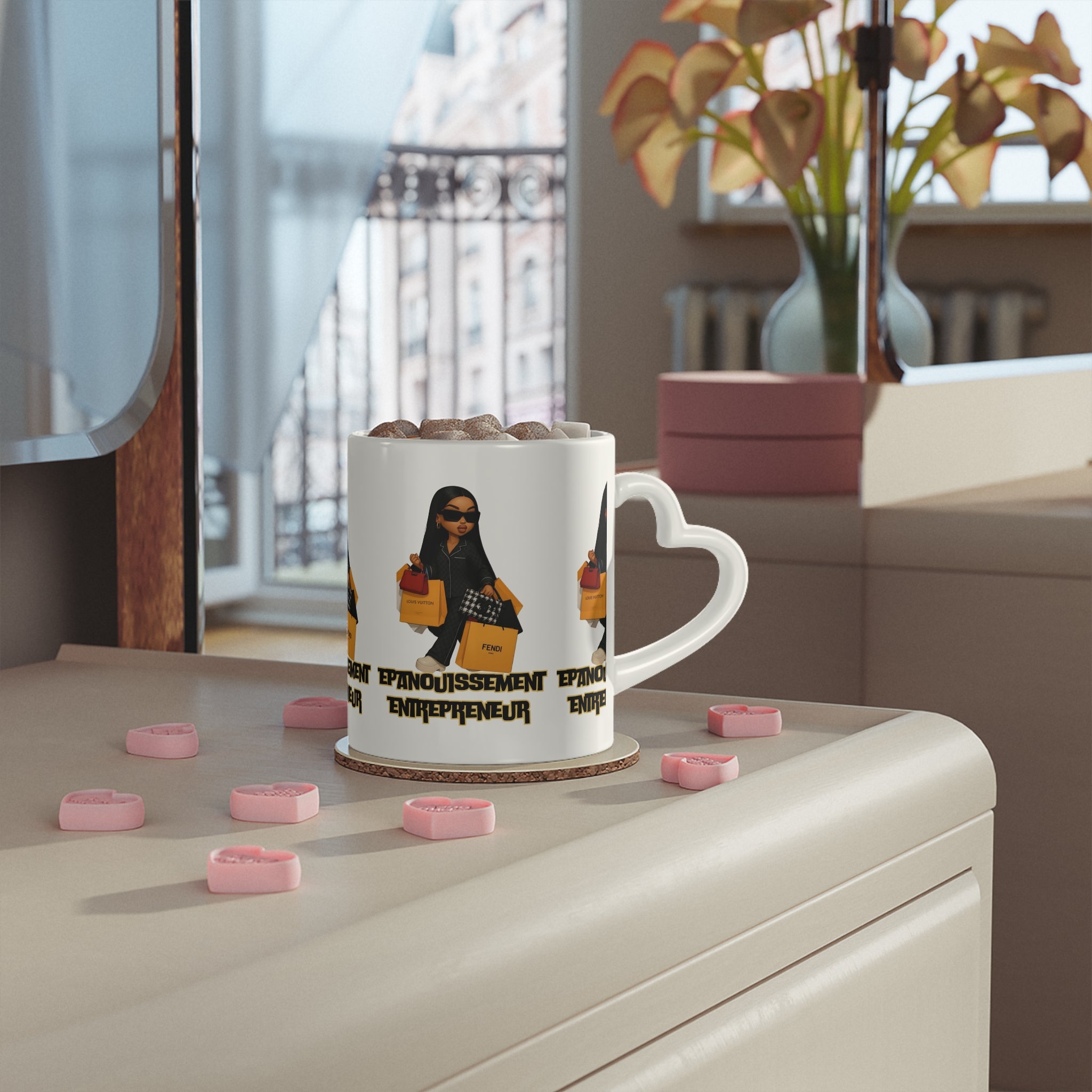Empowered Entrepreneur Heart-Shaped Mug | Gift for Boss Ladies | Unique Coffee Cup | Motivational Drinkware | Small Business Owner Mug