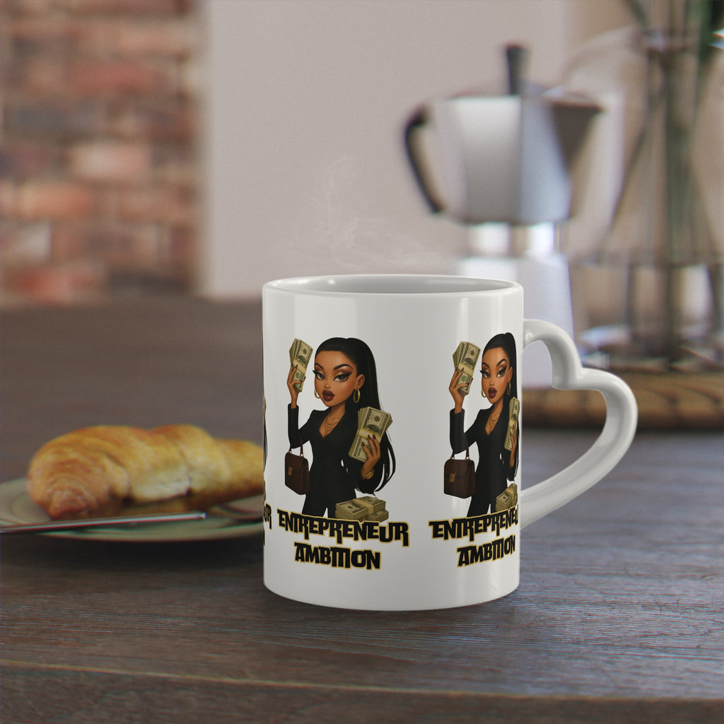 Empowered Entrepreneur Heart-Shaped Mug, Motivational Gift, Coffee Lover Present, Businesswoman Motivation, Unique Office Decor