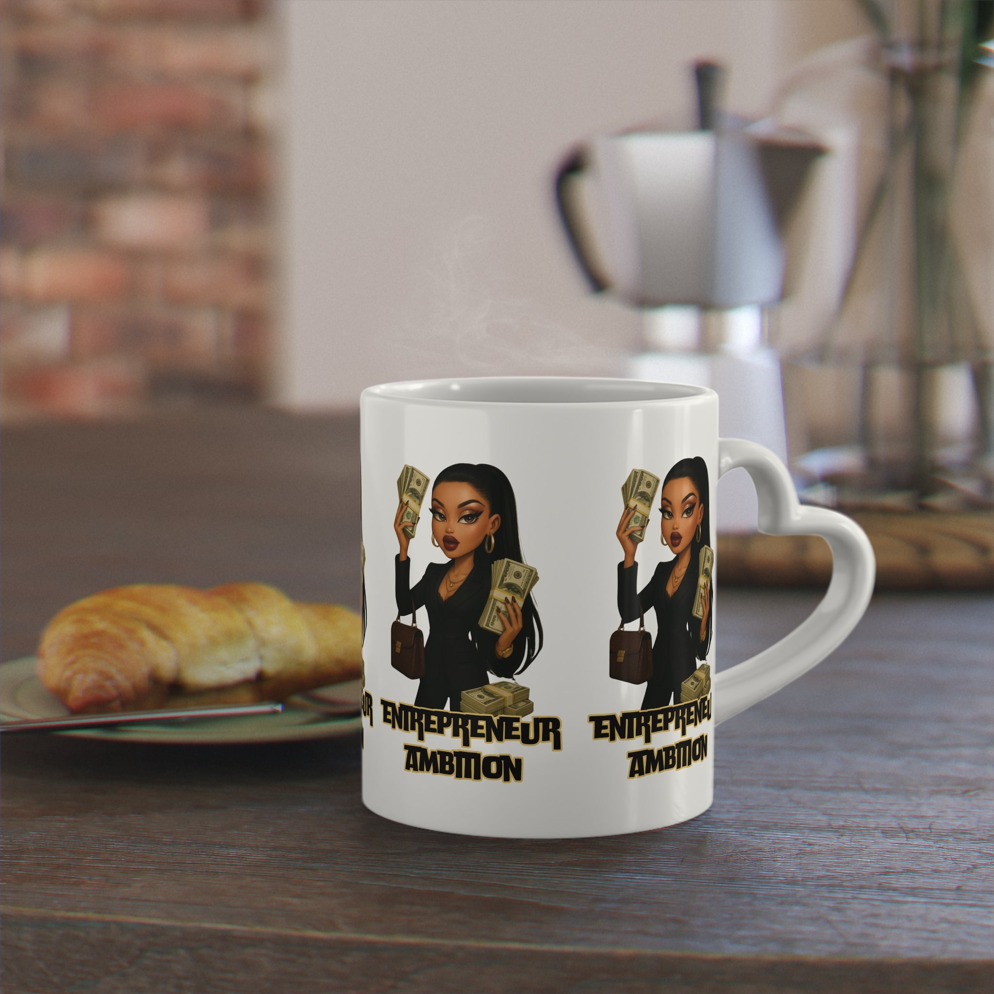 Empowered Entrepreneur Heart-Shaped Mug, Motivational Gift, Coffee Lover Present, Businesswoman Motivation, Unique Office Decor
