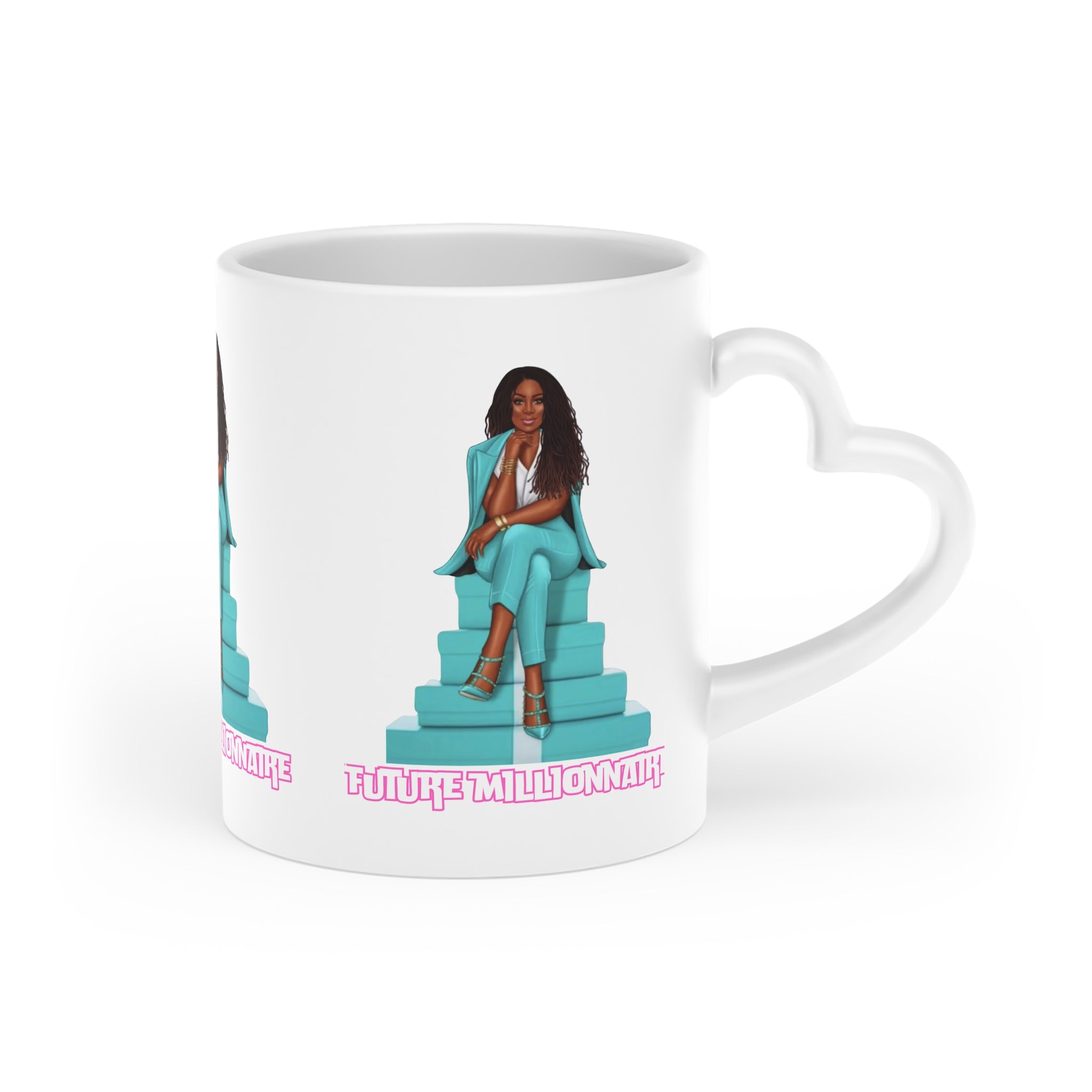 Empowering Heart-Shaped Mug: Future Millionaire, Inspirational Gift, Motivational Coffee Cup, Entrepreneur Mug, Unique Decor