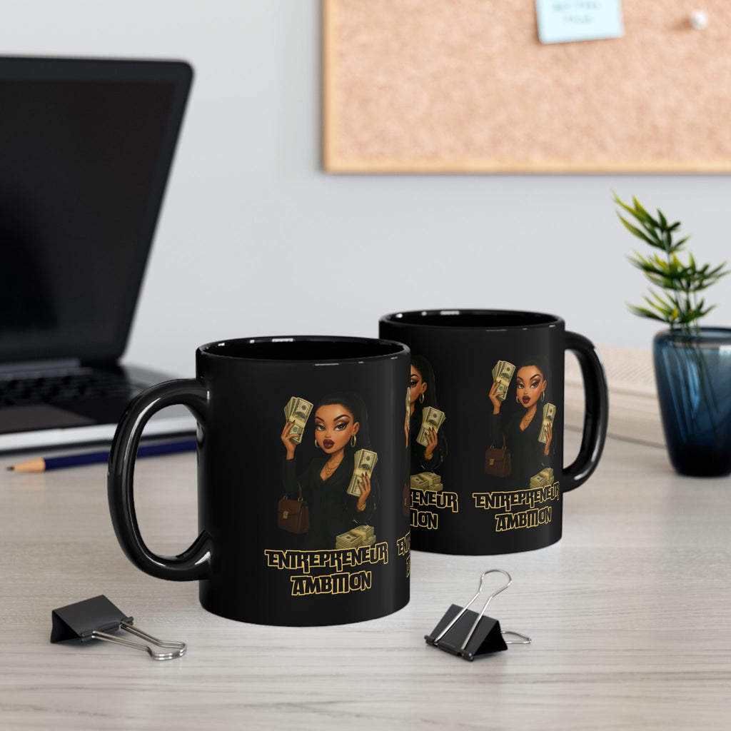 Ambition-Themed Black Mug for Entrepreneurs, Coffee Lover Gift, Office Decor, Motivational Mug, Entrepreneur Decor