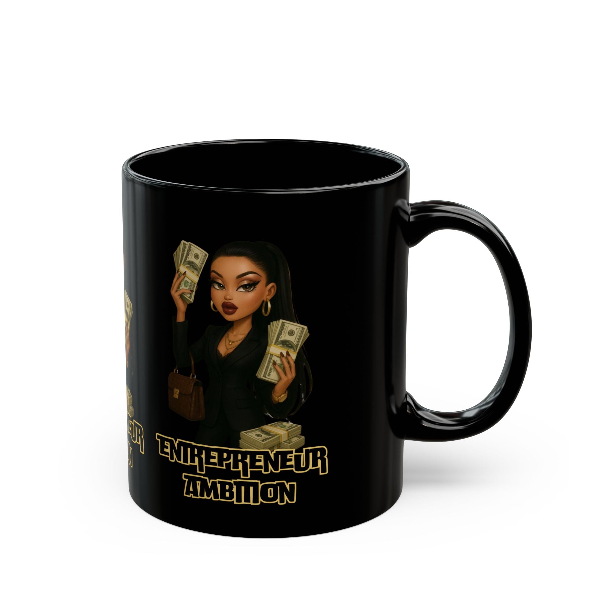 Ambition-Themed Black Mug for Entrepreneurs, Coffee Lover Gift, Office Decor, Motivational Mug, Entrepreneur Decor
