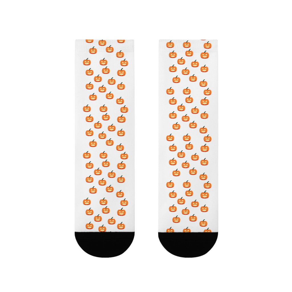 Cute Pumpkin Print Crew Socks for Fall, Halloween Gift, Cozy Autumn Wear, Funky Sock Collection, Whimsical Festive Socks