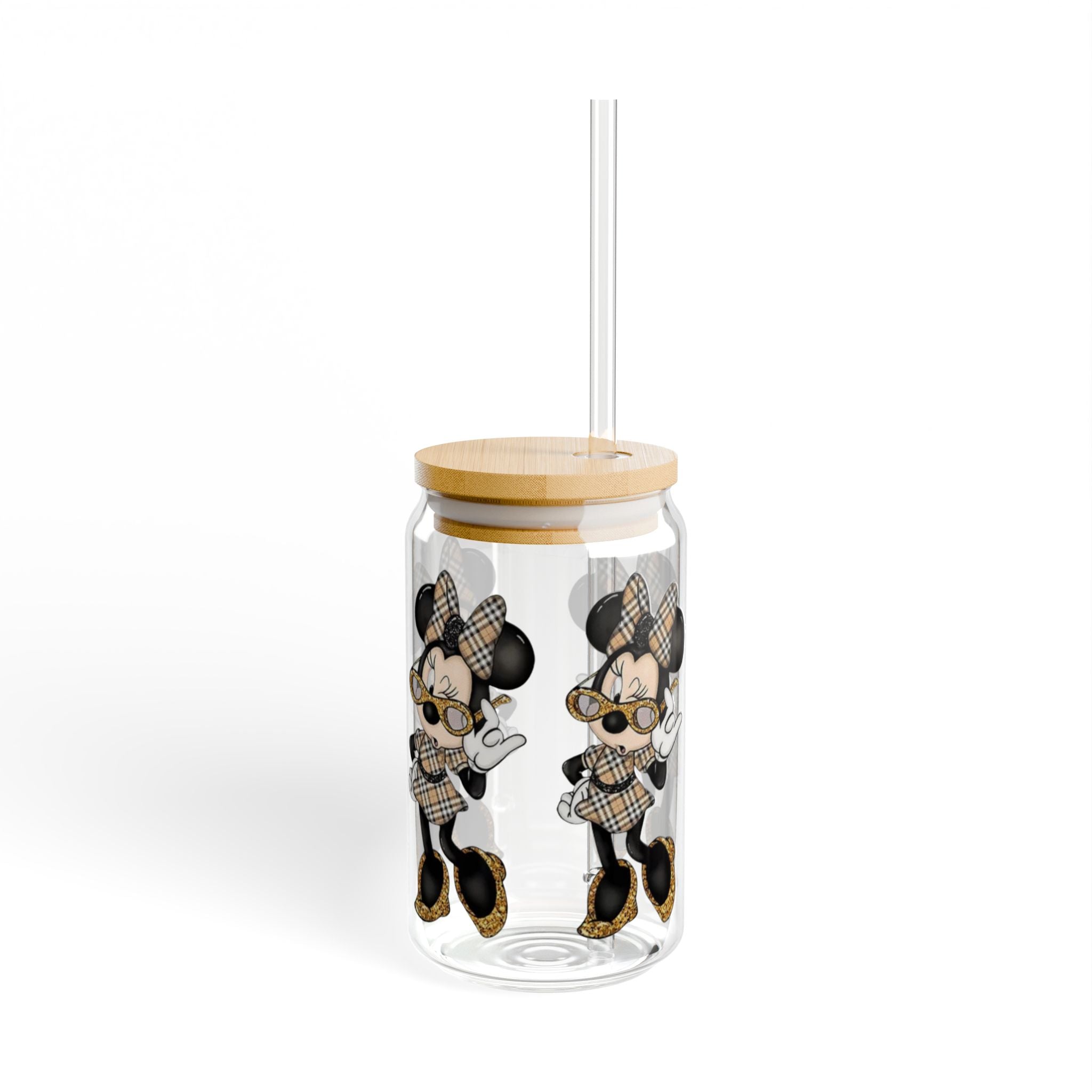 Minnie Mouse Sipper Glass, Fun Drinkware for Kids, Cute Gift for Disney Lovers, Stylish Hydration, Perfect for Parties & Home