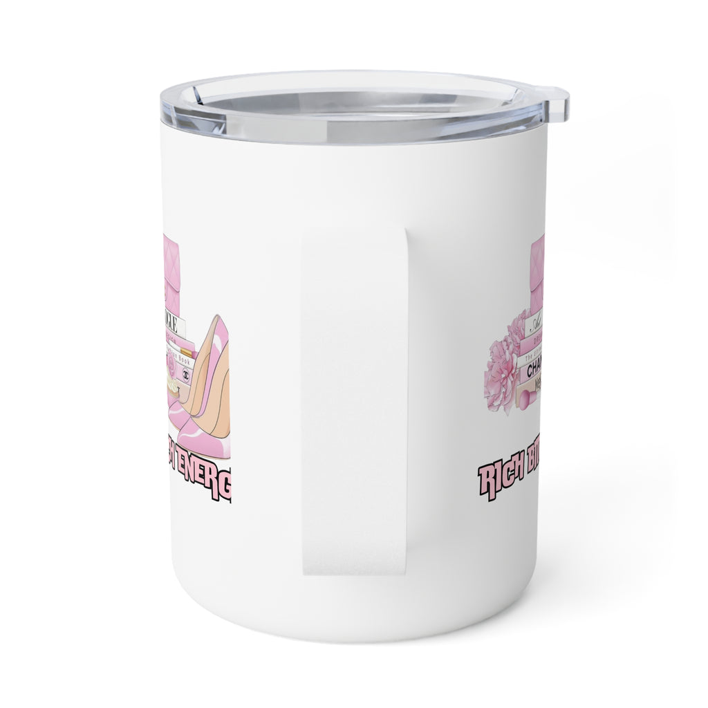 Chic Insulated Coffee Mug, Rich Bitch Energy, Motivational Gift, Travel Mug, Coffee Lover Gift, Empowerment Mug, Fashionista Accessory