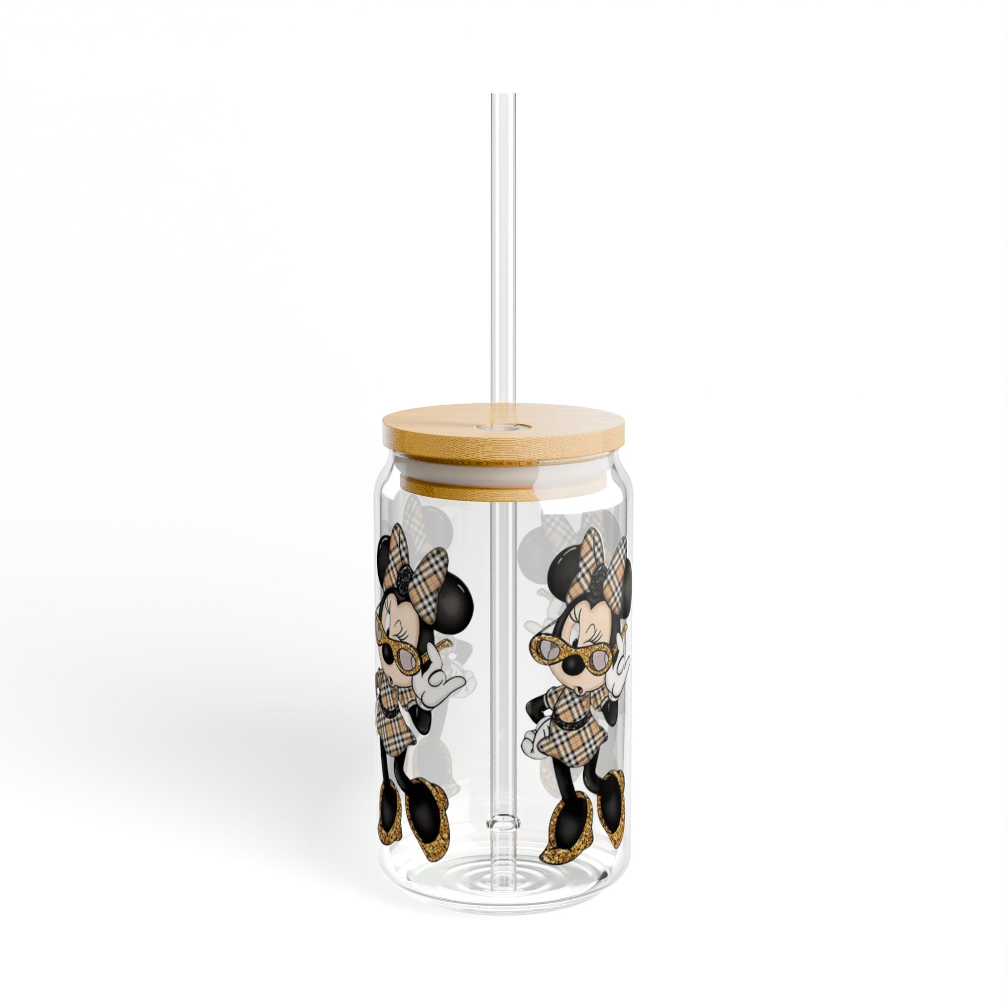 Minnie Mouse Sipper Glass, Fun Drinkware for Kids, Cute Gift for Disney Lovers, Stylish Hydration, Perfect for Parties & Home