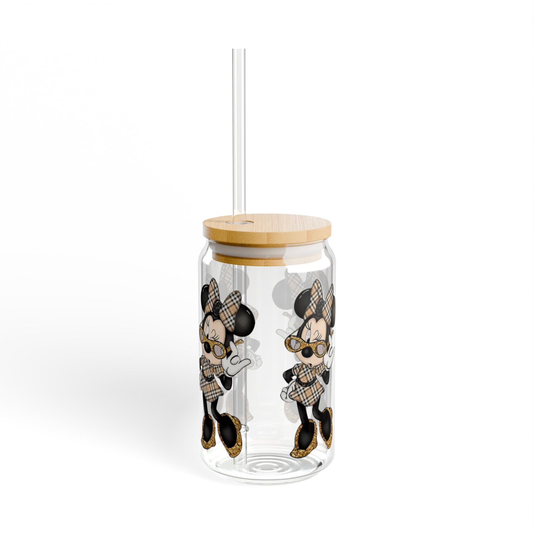 Minnie Mouse Sipper Glass, Fun Drinkware for Kids, Cute Gift for Disney Lovers, Stylish Hydration, Perfect for Parties & Home