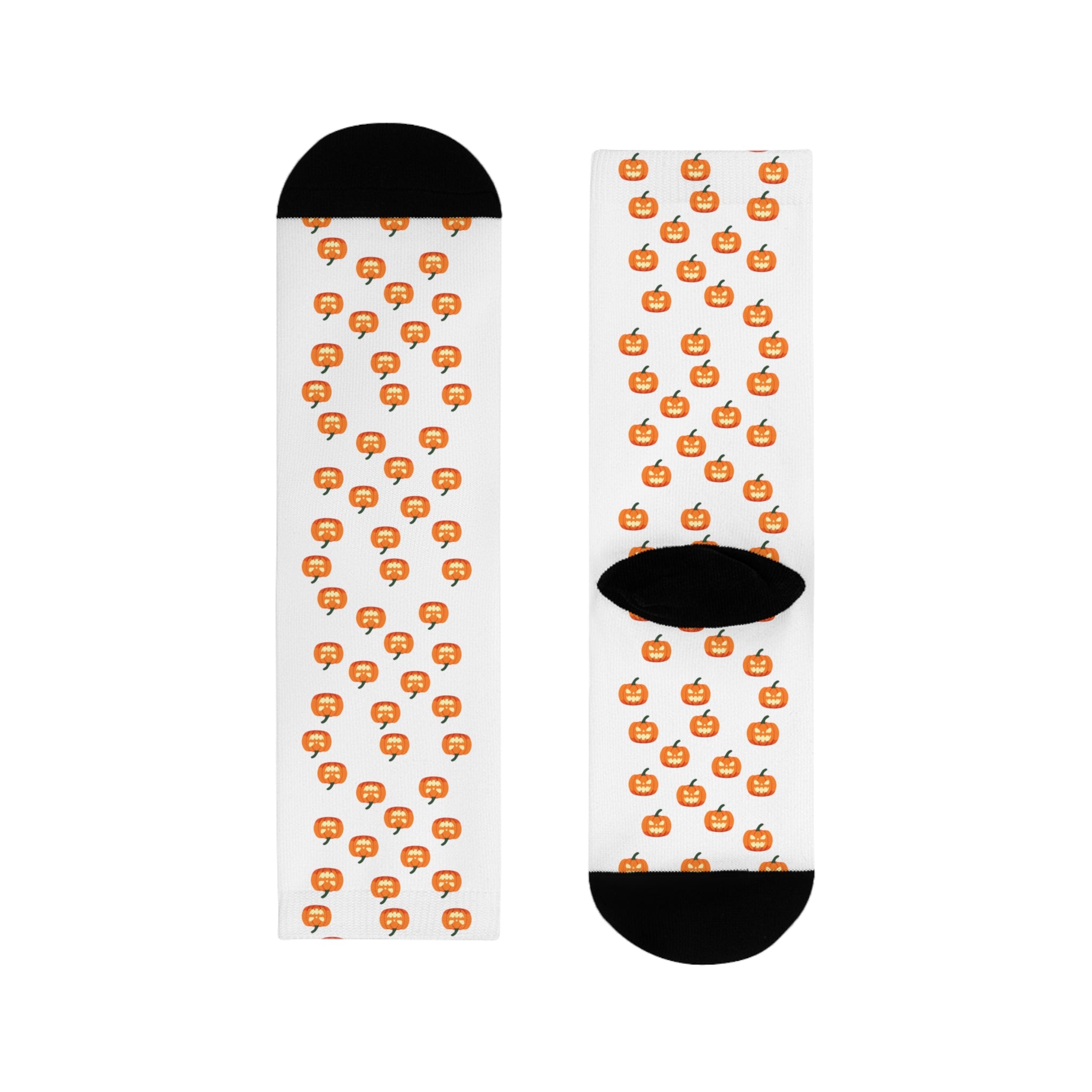 Cute Pumpkin Print Crew Socks for Fall, Halloween Gift, Cozy Autumn Wear, Funky Sock Collection, Whimsical Festive Socks