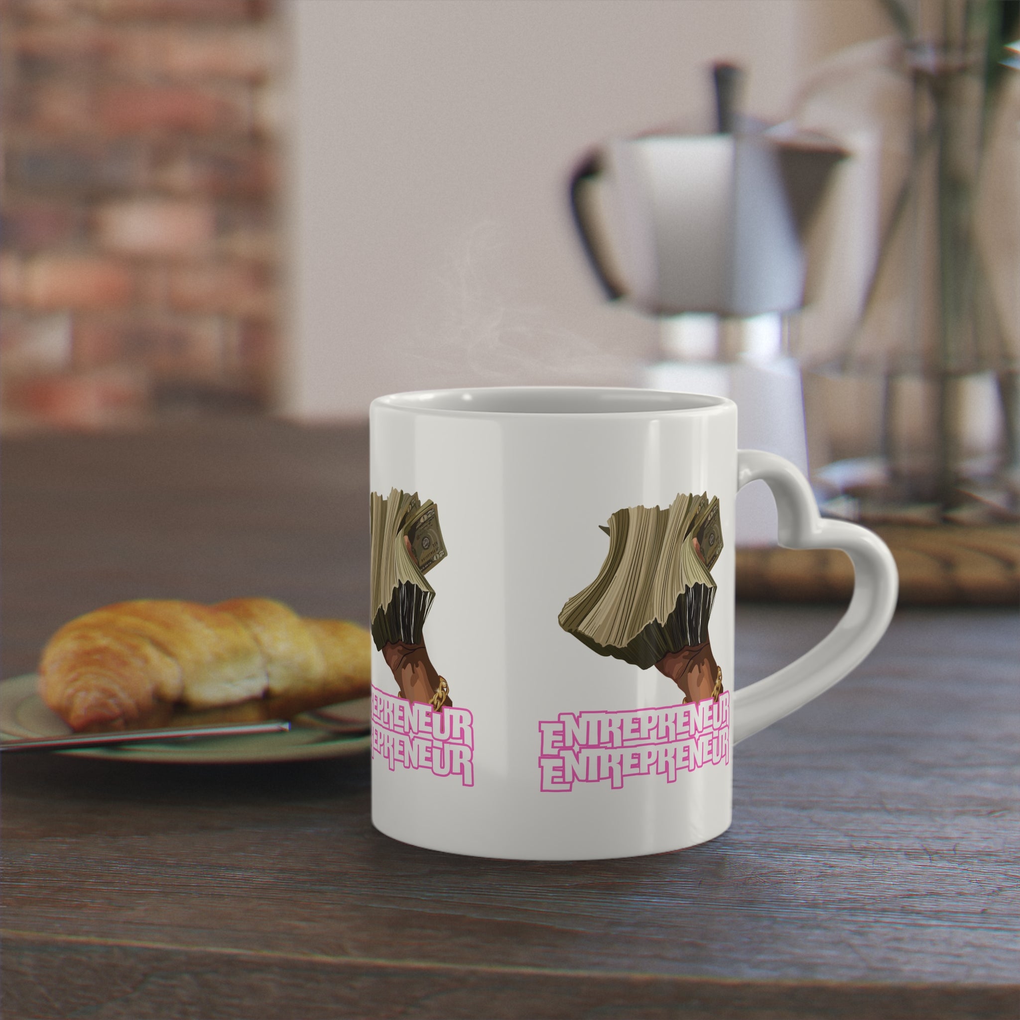 Entrepreneur Heart-Shaped Mug, Gift for Business Lovers, Coffee Cup, Unique Mug for Startups, Motivational Gift for Her