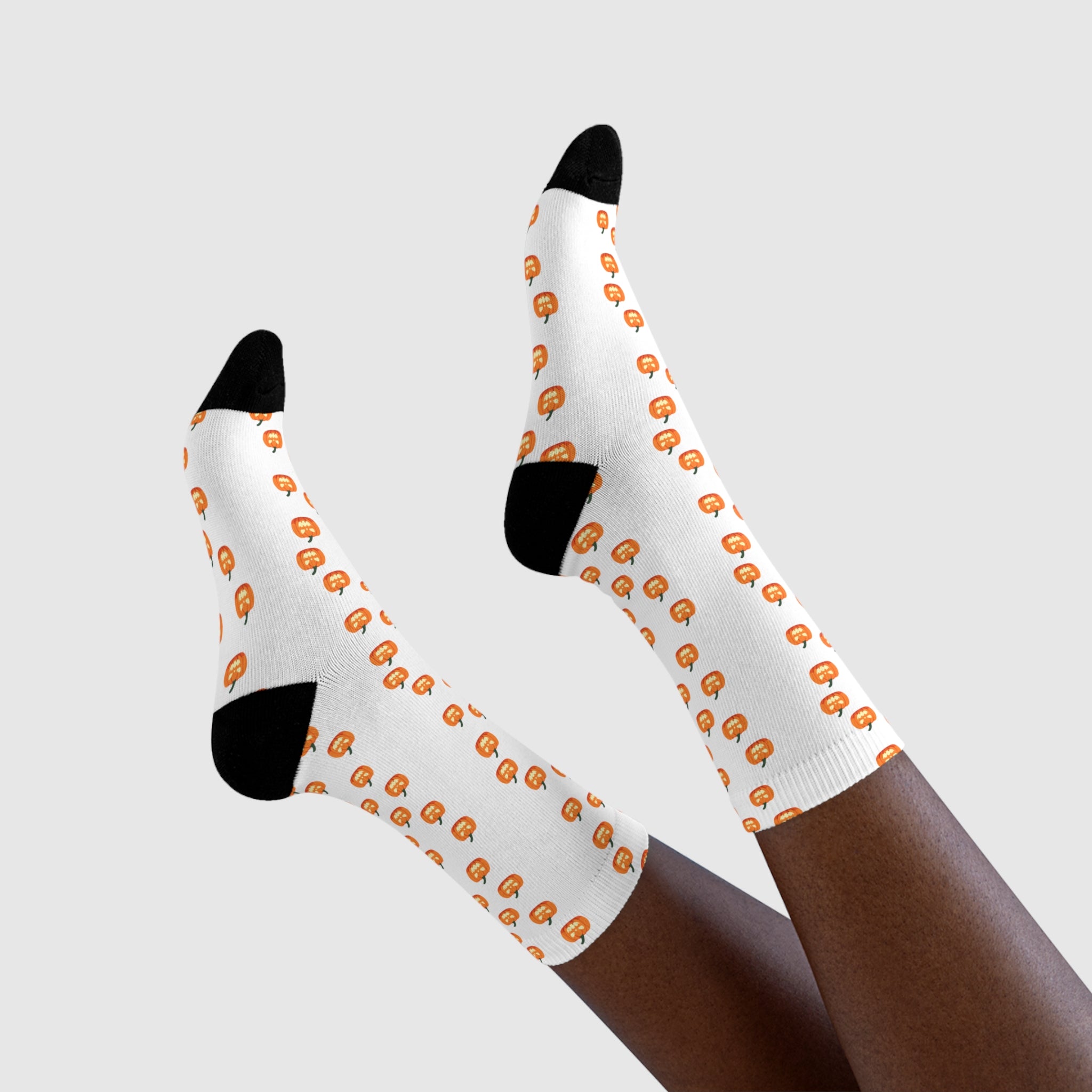Cute Pumpkin Print Crew Socks for Fall, Halloween Gift, Cozy Autumn Wear, Funky Sock Collection, Whimsical Festive Socks