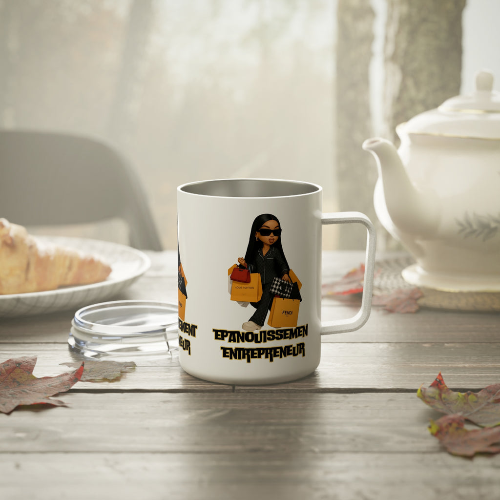 Chic Insulated Coffee Mug, Fashion Mug for Entrepreneurs, Stylish Drinkware Gift, Trendy Beverage Container, Unique Coffee Lover Gift