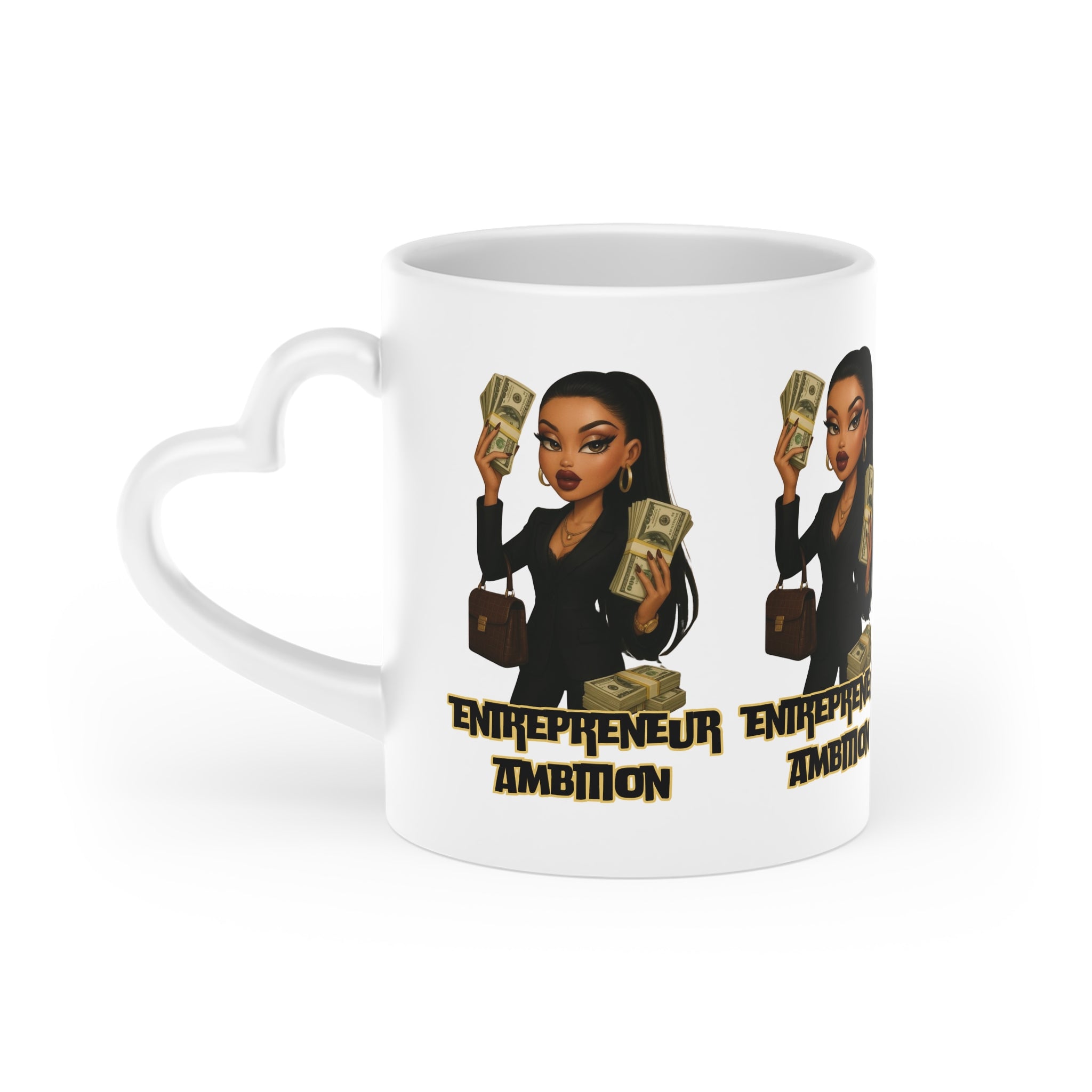Empowered Entrepreneur Heart-Shaped Mug, Motivational Gift, Coffee Lover Present, Businesswoman Motivation, Unique Office Decor
