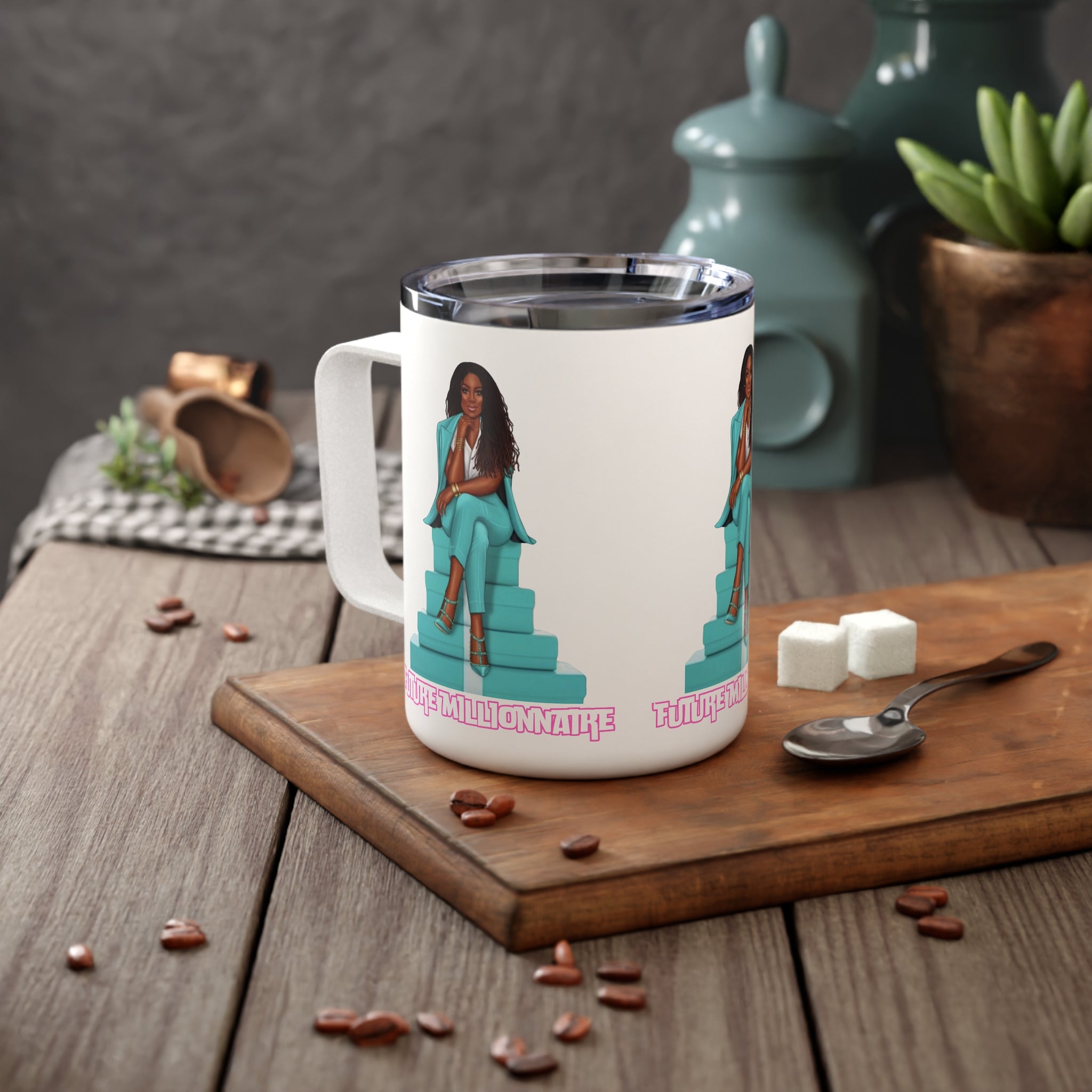 Future Millionaire Insulated Coffee Mug, Empowerment Gift, Coffee Lover Mug, Motivational Mug, Inspirational Kitchenware