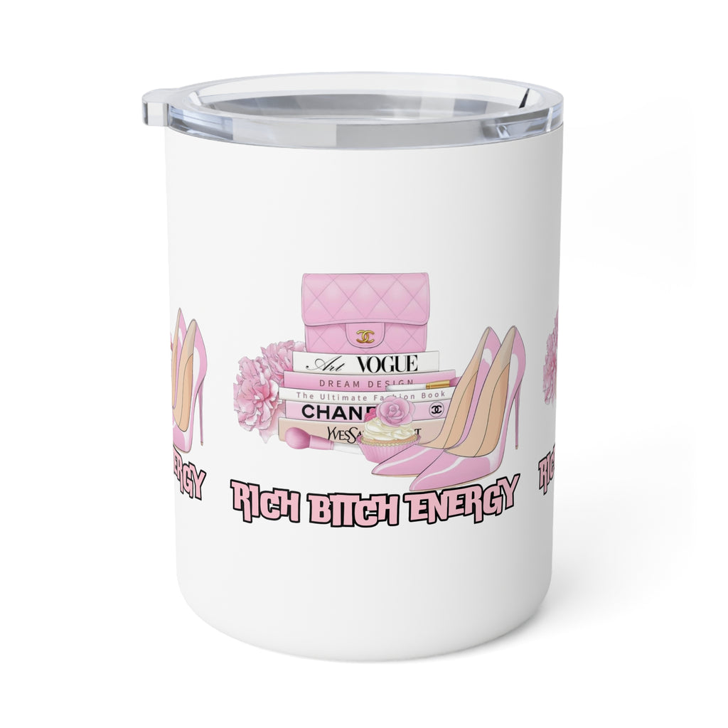 Chic Insulated Coffee Mug, Rich Bitch Energy, Motivational Gift, Travel Mug, Coffee Lover Gift, Empowerment Mug, Fashionista Accessory