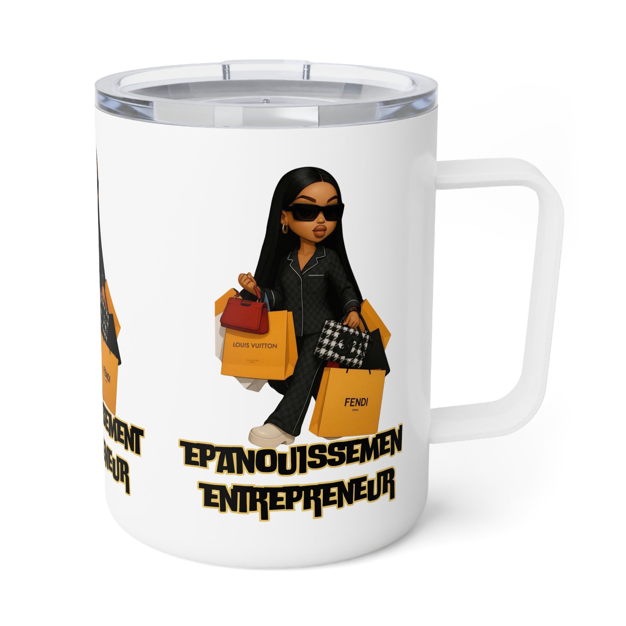 Chic Insulated Coffee Mug, Fashion Mug for Entrepreneurs, Stylish Drinkware Gift, Trendy Beverage Container, Unique Coffee Lover Gift
