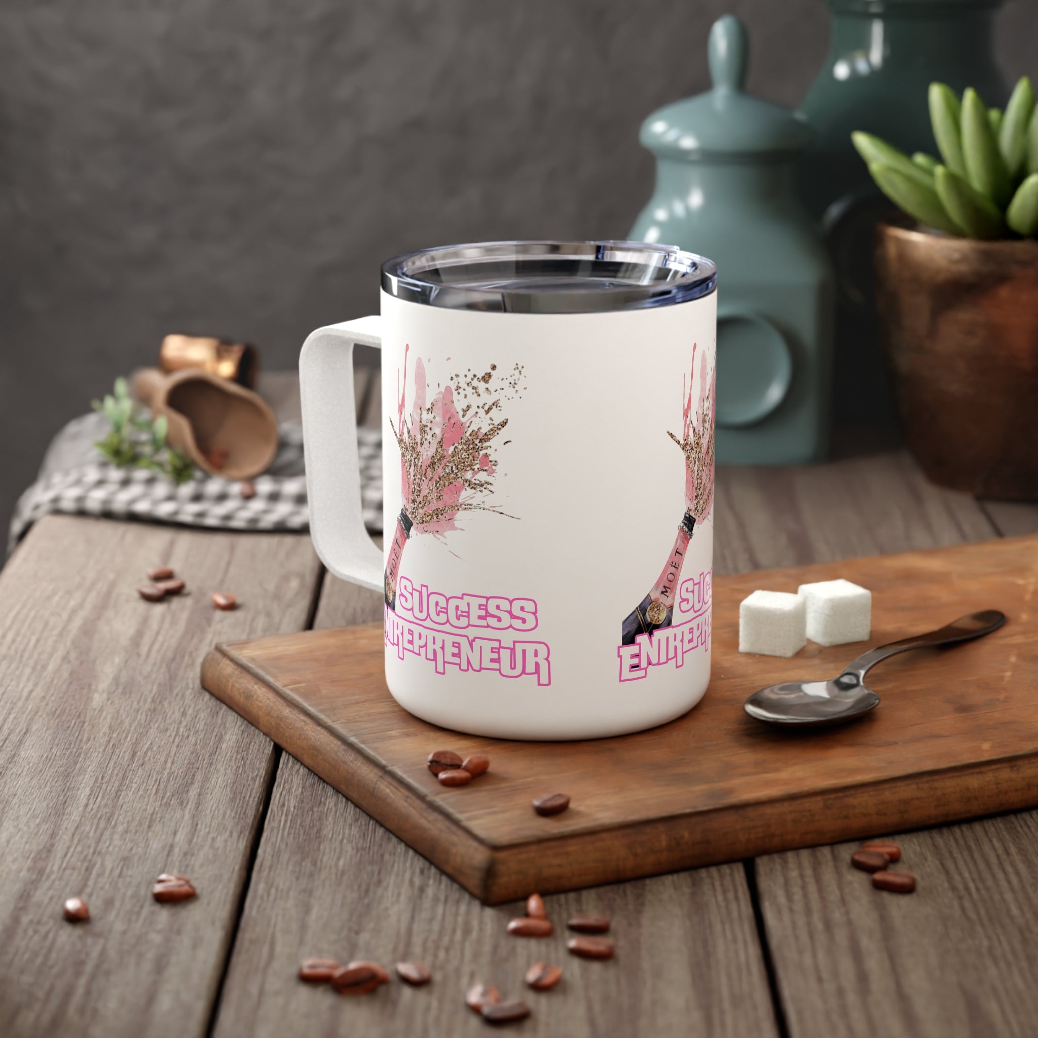 Success Entrepreneur Insulated Coffee Mug, Motivational Travel Mug, Gift for Entrepreneurs, Fun Office Mug, Women's Coffee Cup