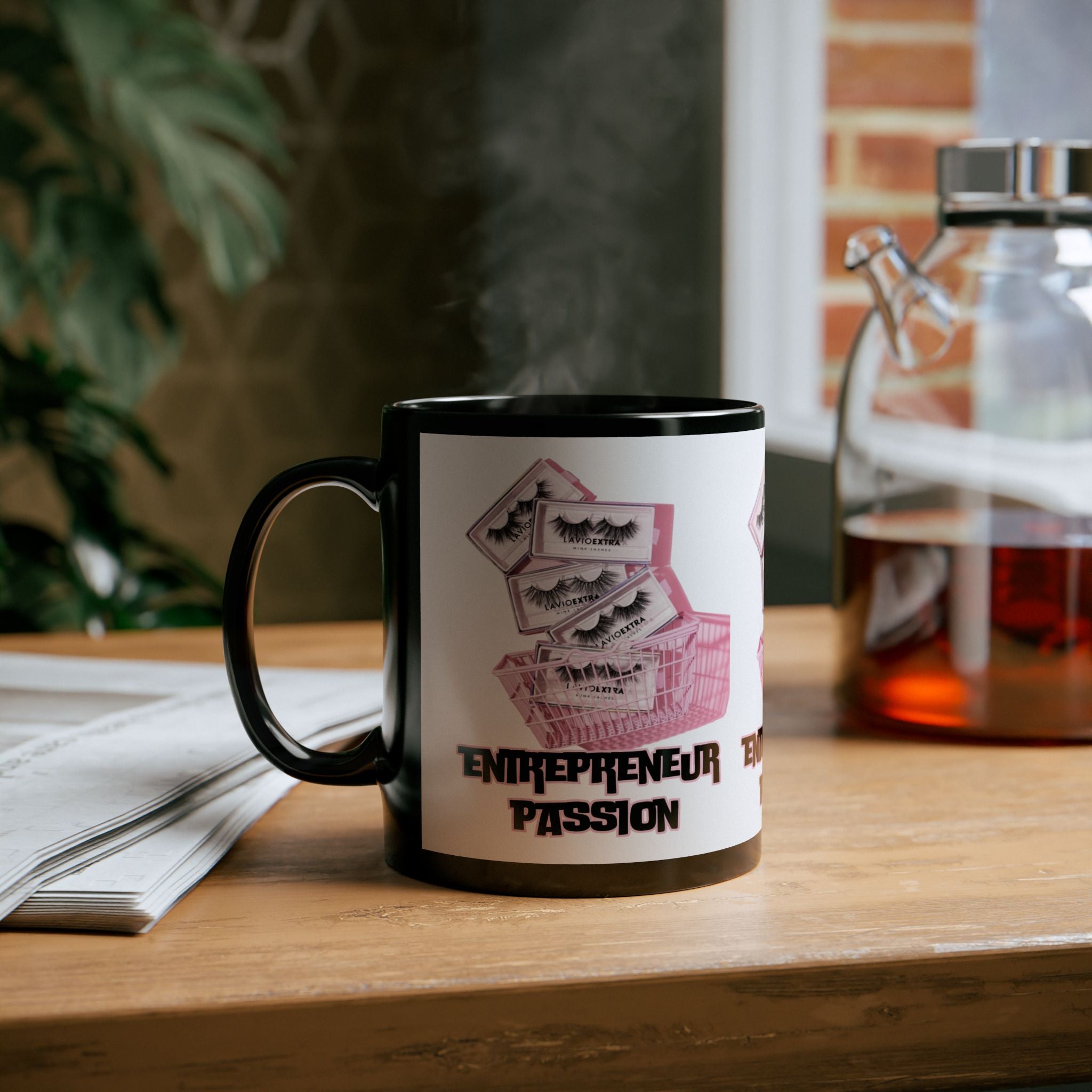 Entrepreneur Passion Mug | Pink Lash Design Coffee Cup, Gift for Business Owners, Motivational Desk Decor, Self-Care Starts Here
