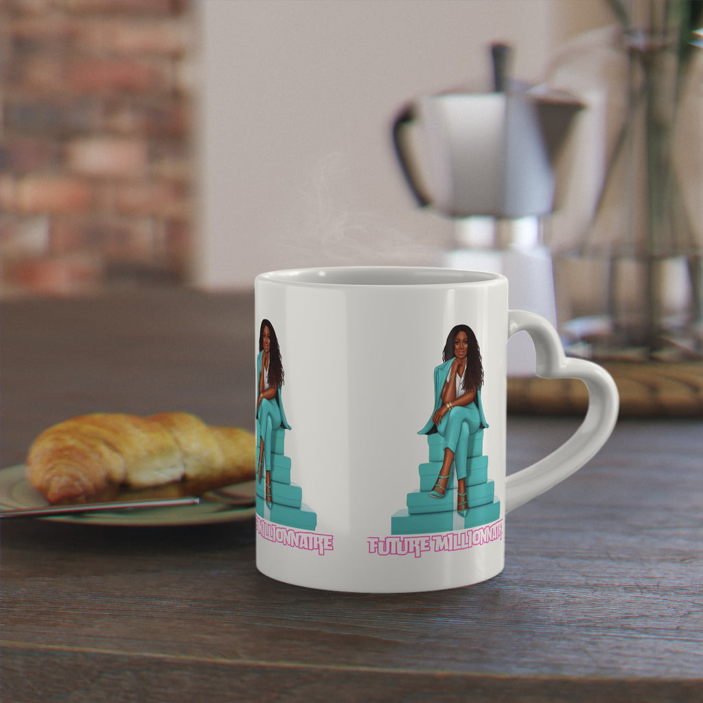 Empowering Heart-Shaped Mug: Future Millionaire, Inspirational Gift, Motivational Coffee Cup, Entrepreneur Mug, Unique Decor