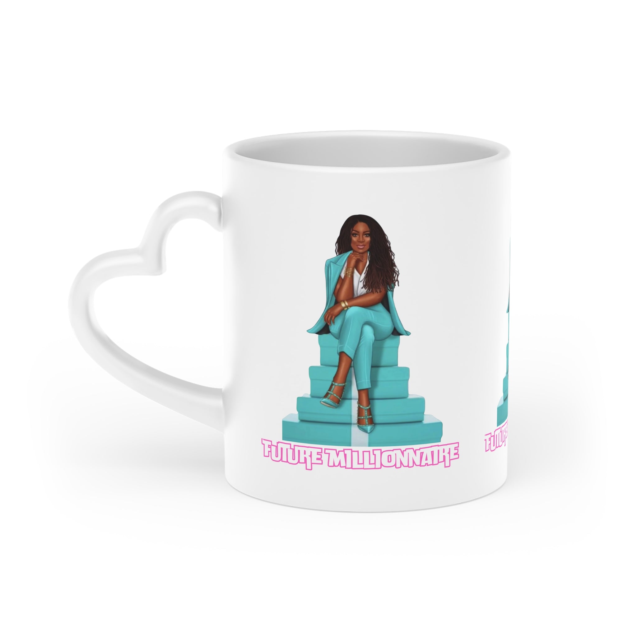 Empowering Heart-Shaped Mug: Future Millionaire, Inspirational Gift, Motivational Coffee Cup, Entrepreneur Mug, Unique Decor