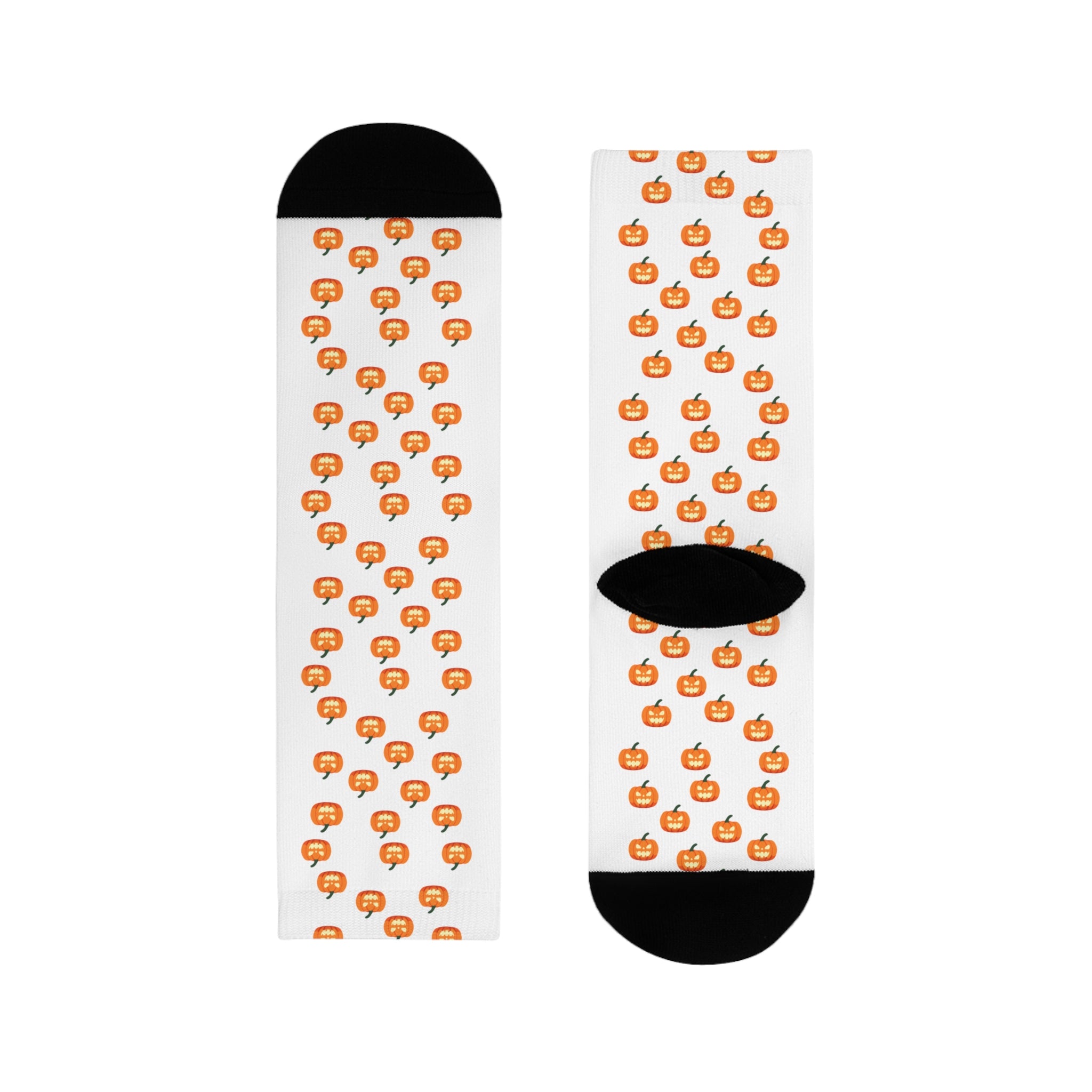 Cute Pumpkin Print Crew Socks for Fall, Halloween Gift, Cozy Autumn Wear, Funky Sock Collection, Whimsical Festive Socks