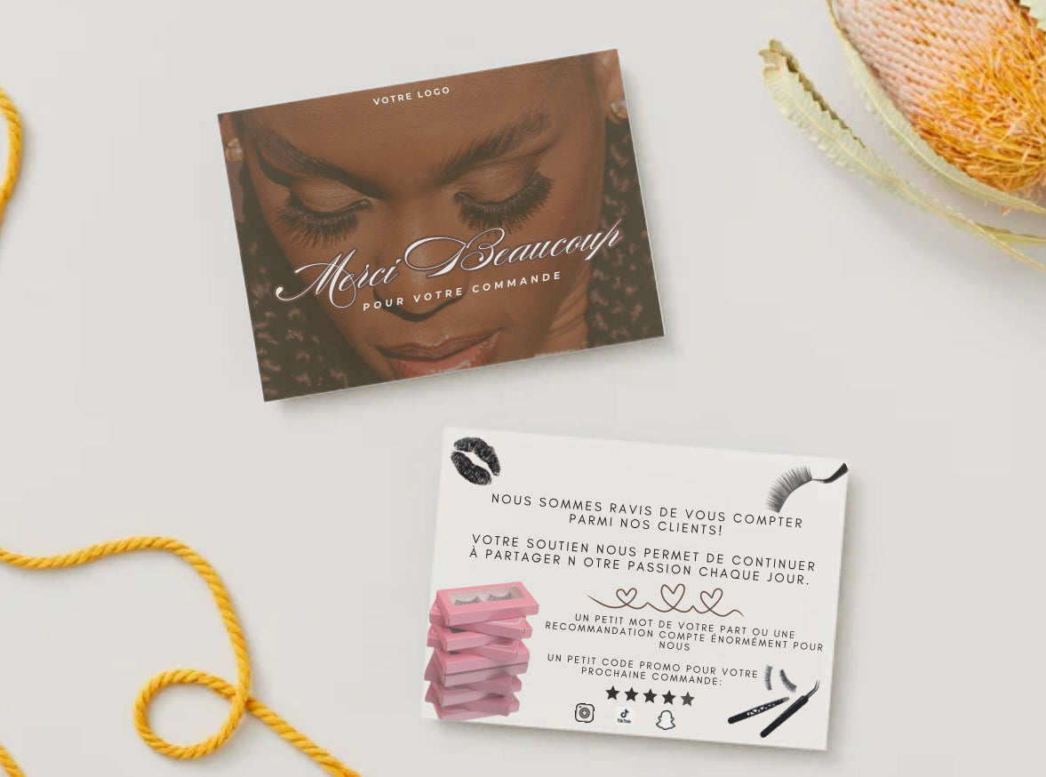 Carte de remerciement digitale – Vente de cils & fidélisation client